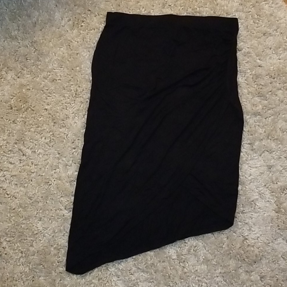 BOBEAU Asymmetrical Side Rouched Jersey Skirt - XL